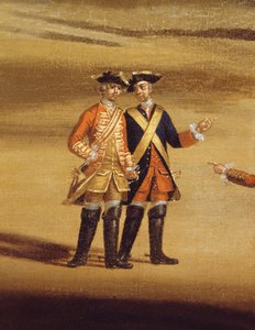 Twee officieren in gesprek, c.1758 (detail)